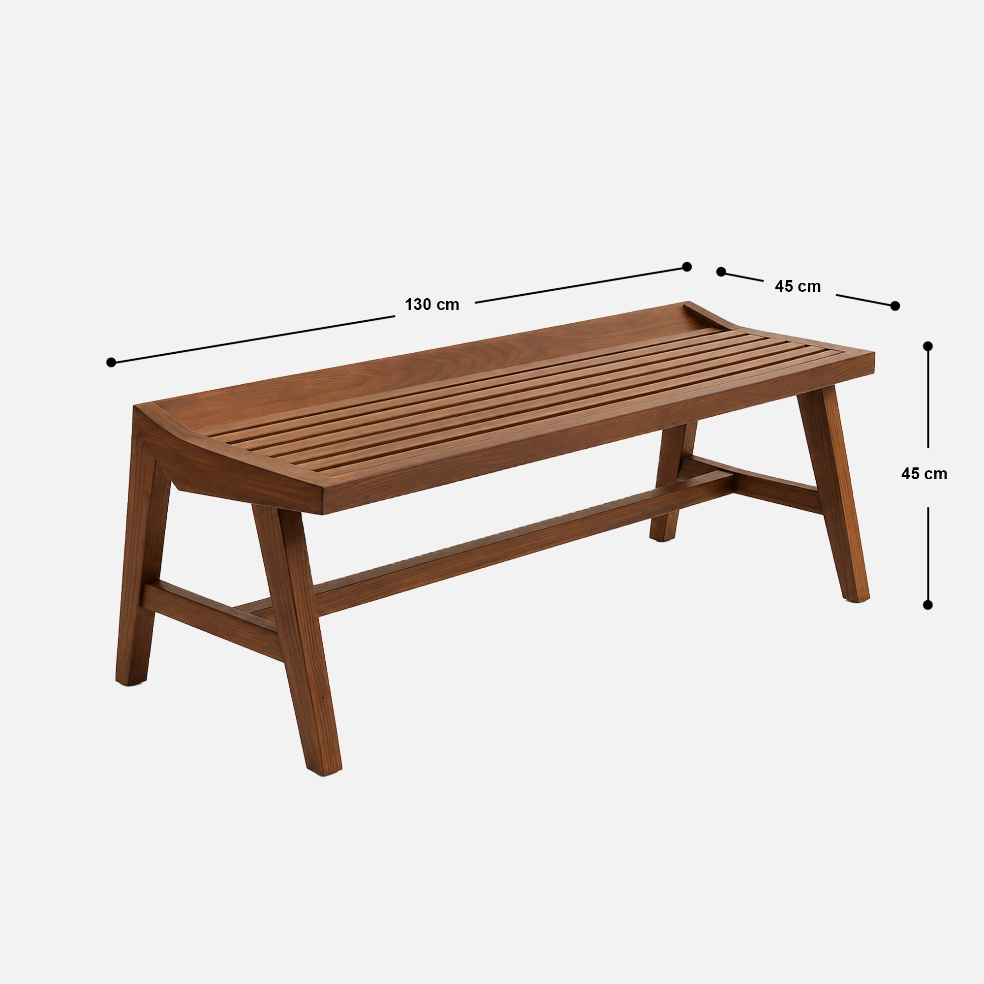 Micah Slat Bench with Angled Legs