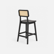 Elvio Rattan Back Bar Chair in Dark Wood with Natural Rattan