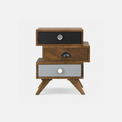 Everest MidCentury Modern Three-Tier Drawer Side Table in Mixed Tones