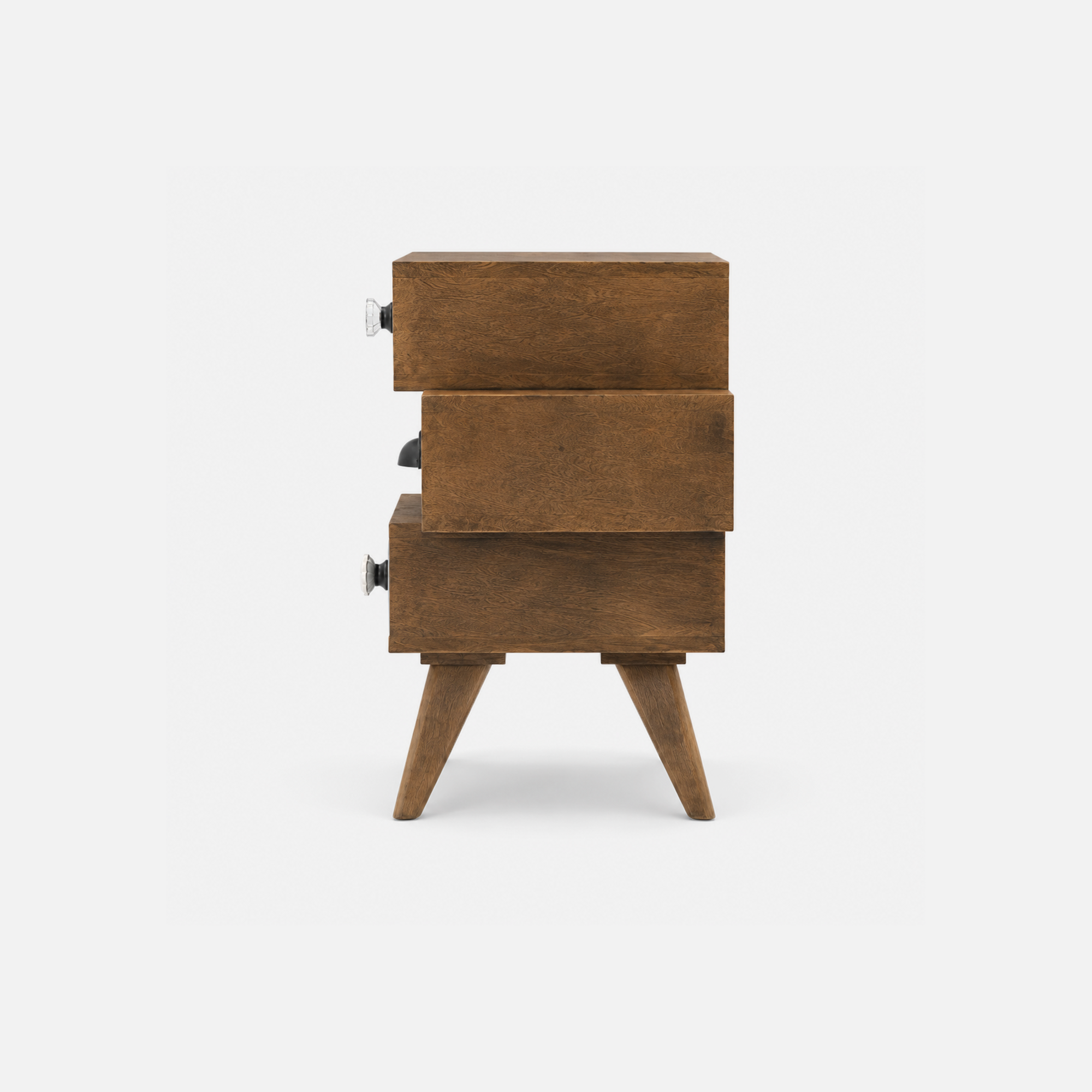 Everest MidCentury Modern Three-Tier Drawer Side Table in Mixed Tones