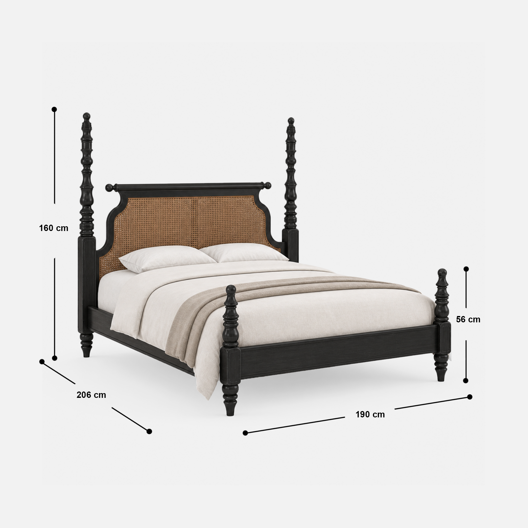 Fernando Cane Four-Poster Bed with Woven Headboard