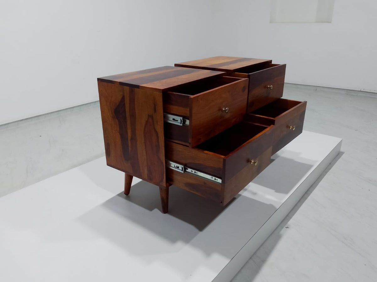 Fran Honey Night Stand in Sheesham Wood