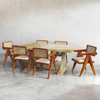 Gable Large Dining Table with Pierre Chairs - Large 6 Seater - Table (175 cm x 90 cm x 76 cm) + 6 Pierre Chairs - Mango Table + Sheesham Seating