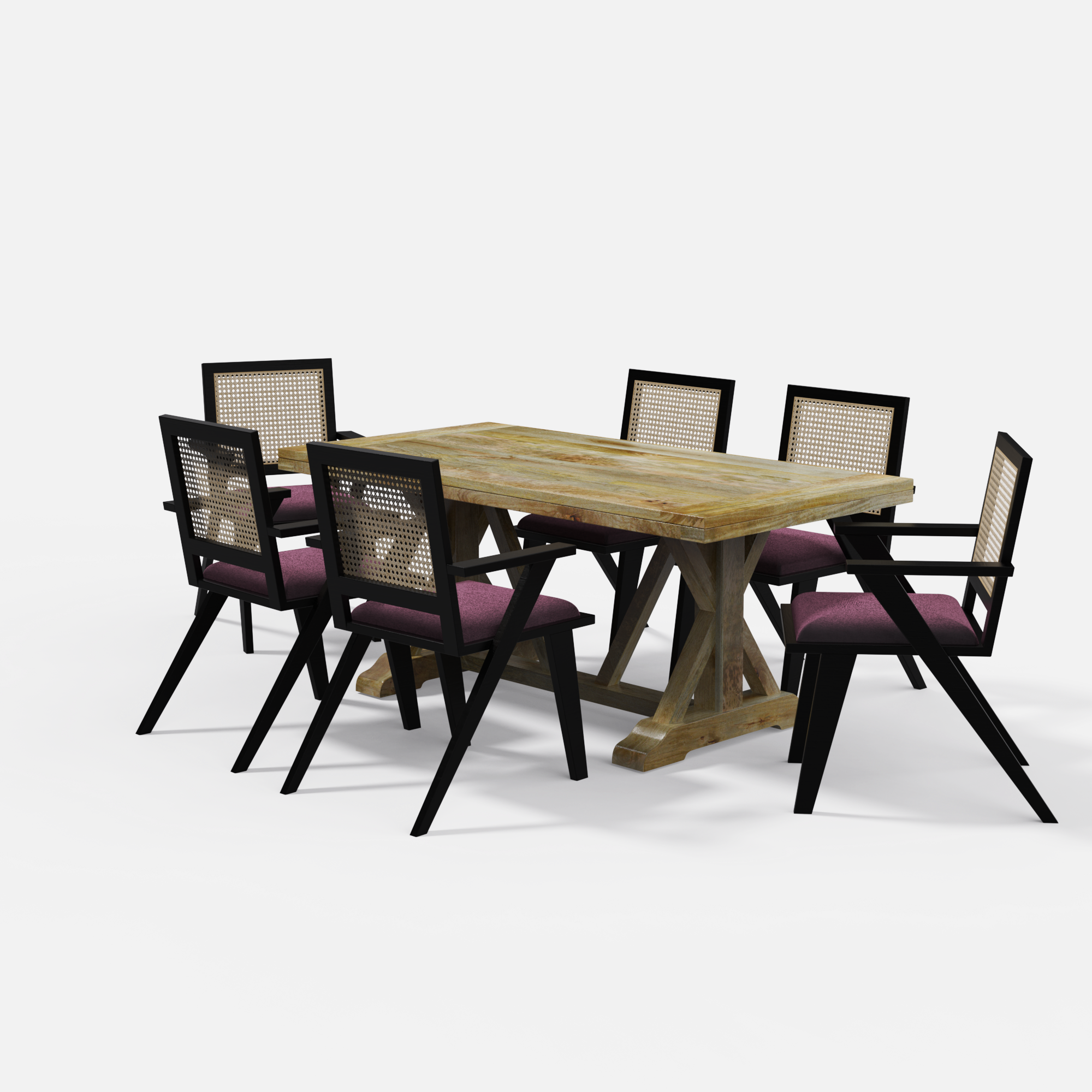 Gable-Flora-dining-set-175cm-natural-mango-table-6-chairs-black-polish-on-sheesham-Dark-Grape-velvet-fabric-V1.png