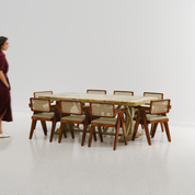 Gable Large Dining Table with Pierre Chairs - 8 Seater - Table (210 cm x 100 cm x 76 cm) + 8 Pierre Chairs - Mango Table + Sheesham Seating
