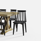 Gable-Polly Dining Table Set - 8 Seater - Table (210 cm x 100 cm x 76 cm) + 8 Polly Chairs - Mango Table + Sheesham Seating