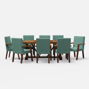 Gable-Watson Dining Table Set - 8 Seater - Table (210 cm x 100 cm x 76 cm) + 8 Watson Chairs - Mango Table + Sheesham Seating