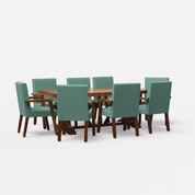 Gable-Watson Dining Table Set - 8 Seater - Table (210 cm x 100 cm x 76 cm) + 8 Watson Chairs - Mango Table + Sheesham Seating