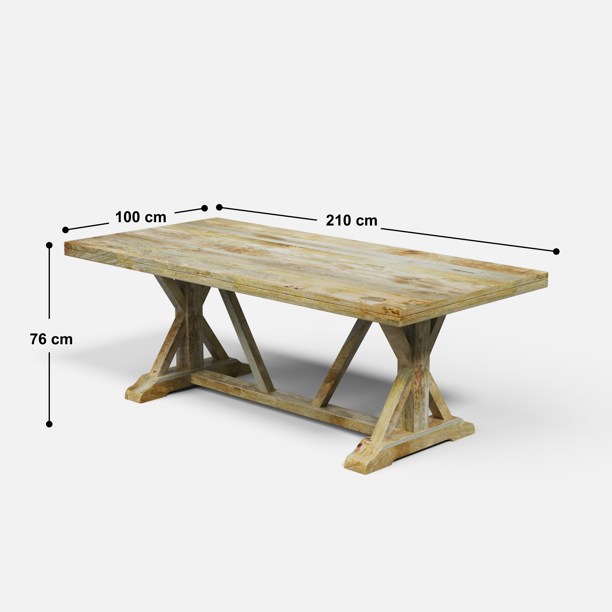 Gable-Flora Dining Table Set - 8 Seater - Table (210 cm x 100 cm x 76 cm) + 8 Flora Chairs - Mango Table + Sheesham Seating