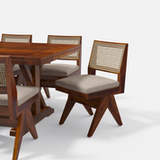 Gable-Jean Dining Table Set - 8 Seater - Table (210 cm x 100 cm x 76 cm) + 8 Jean Chairs - Mango Table + Sheesham Seating