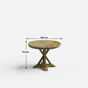 Gable Luxury Round Dining Table - 4 Seater - 100 cm Dia x 76 cm - Mango