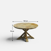 Gable Luxury Round Dining Table - 4 Seater - 130 cm Dia x 76 cm - Mango