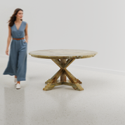 Gable Luxury Round Dining Table - 6 Seater - 150 cm Dia x 76 cm - Mango