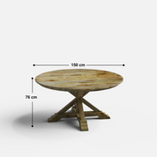 Gable Luxury Round Dining Table - 6 Seater - 150 cm Dia x 76 cm - Mango