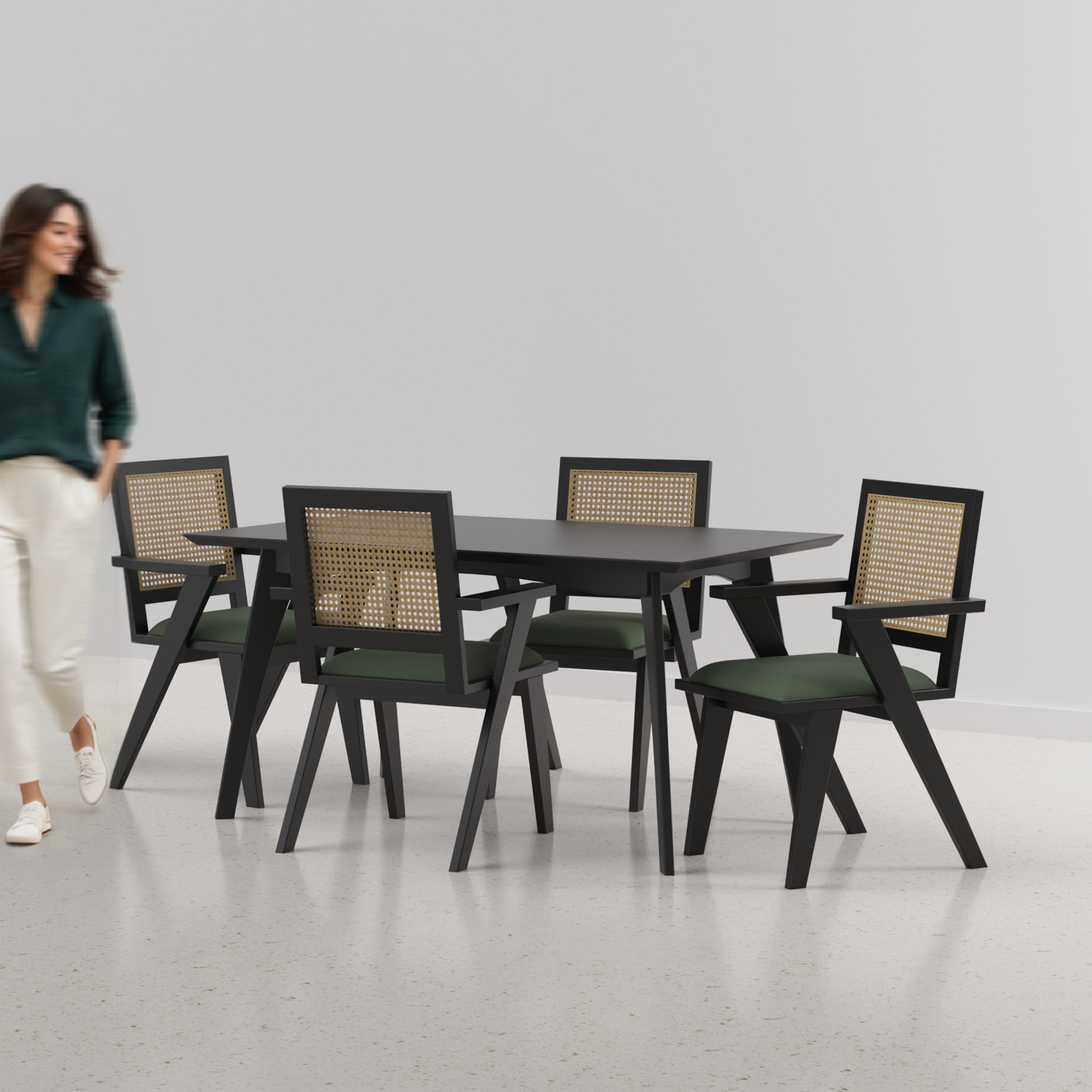 Gina-Flora-dining-set-150cm-black-polish-on-mango-table-4-chairs-black-polish-on-sheesham-seaweed-green-cotton-blend-fabric-C1.png