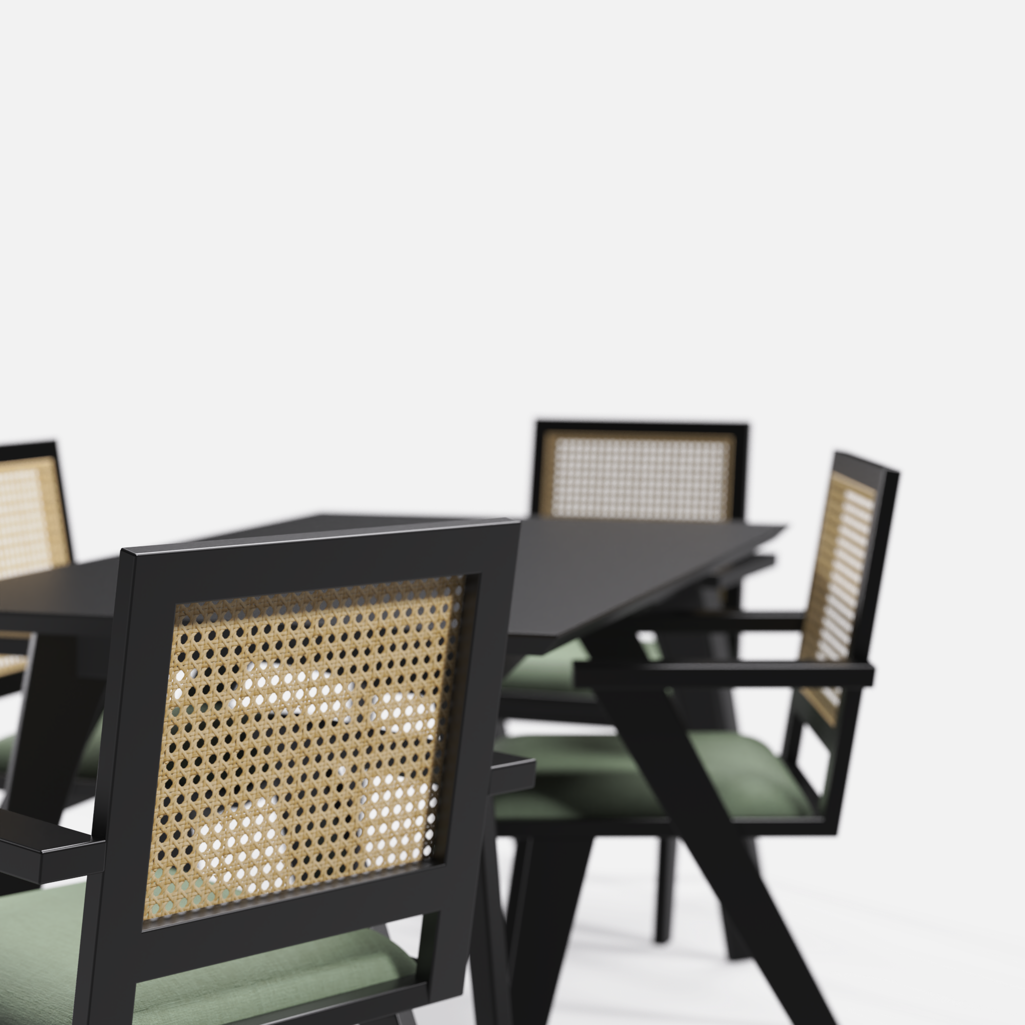 Gina-Flora Dining Table Set - Large 6 Seater - Table (175 cm x 90 cm x 76 cm) + 6 Flora Chairs - Mango Table + Sheesham Seating