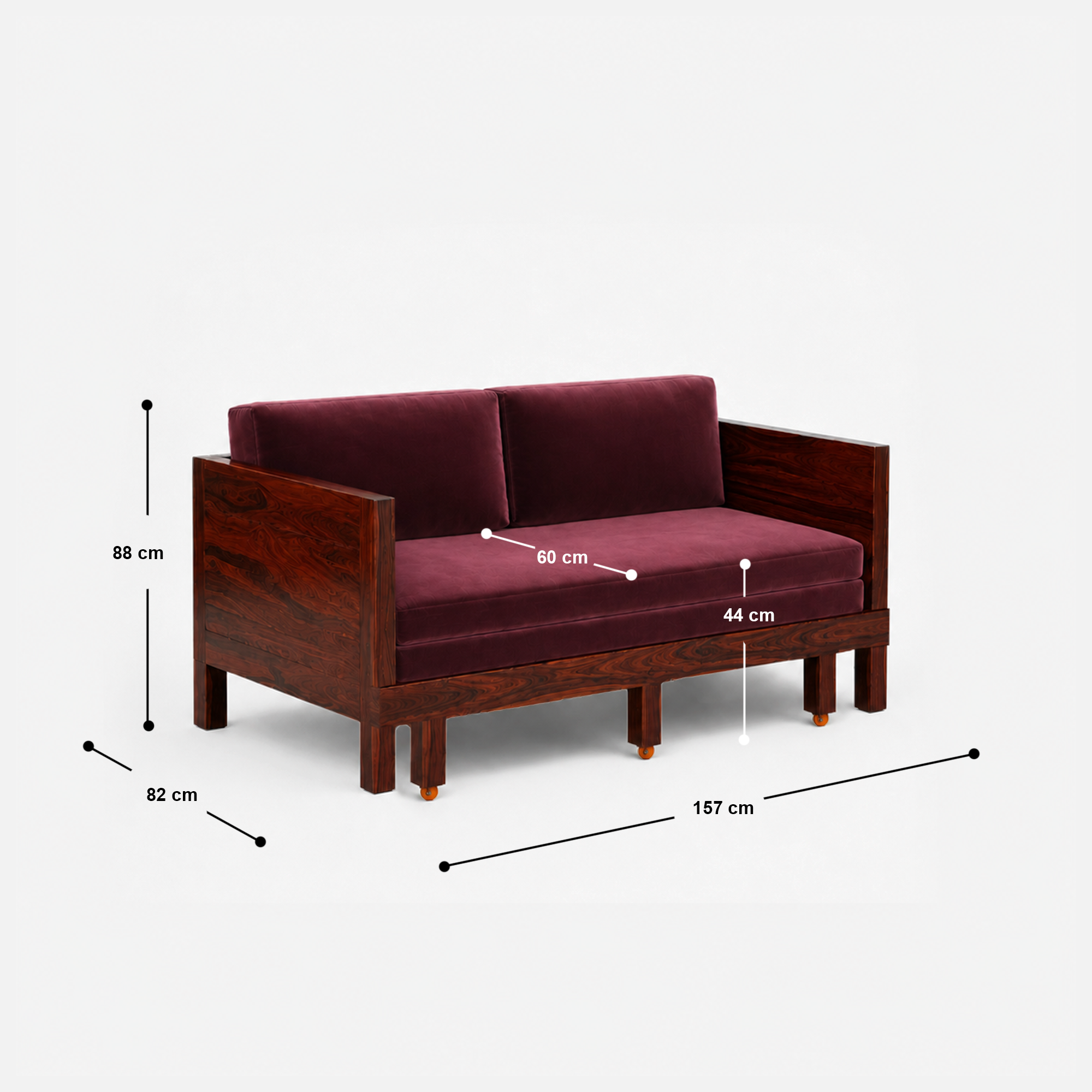 Greer 2 Seater Sofa Bed - 61.8"