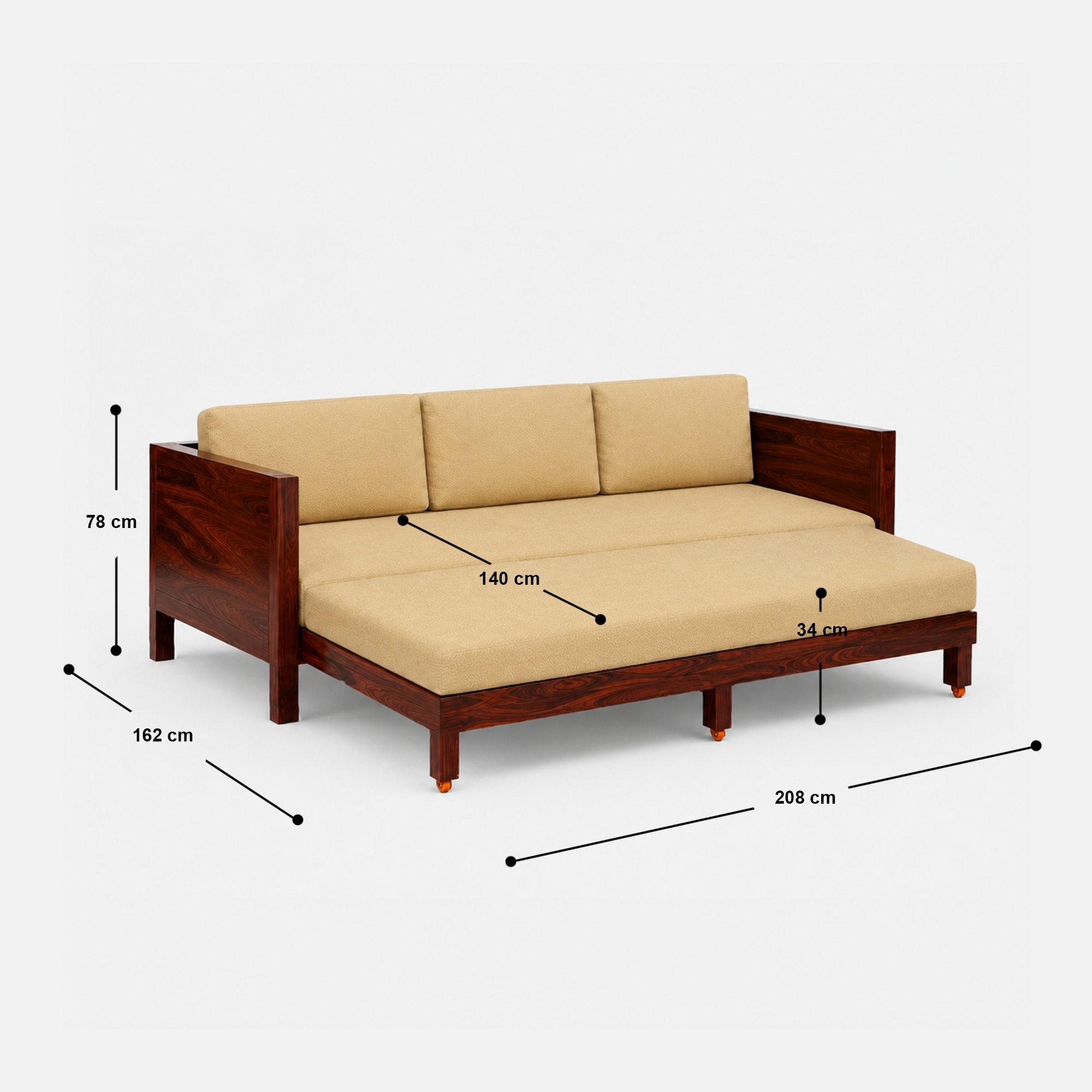 Greer 3 Seater Sofa Bed - 81.8"