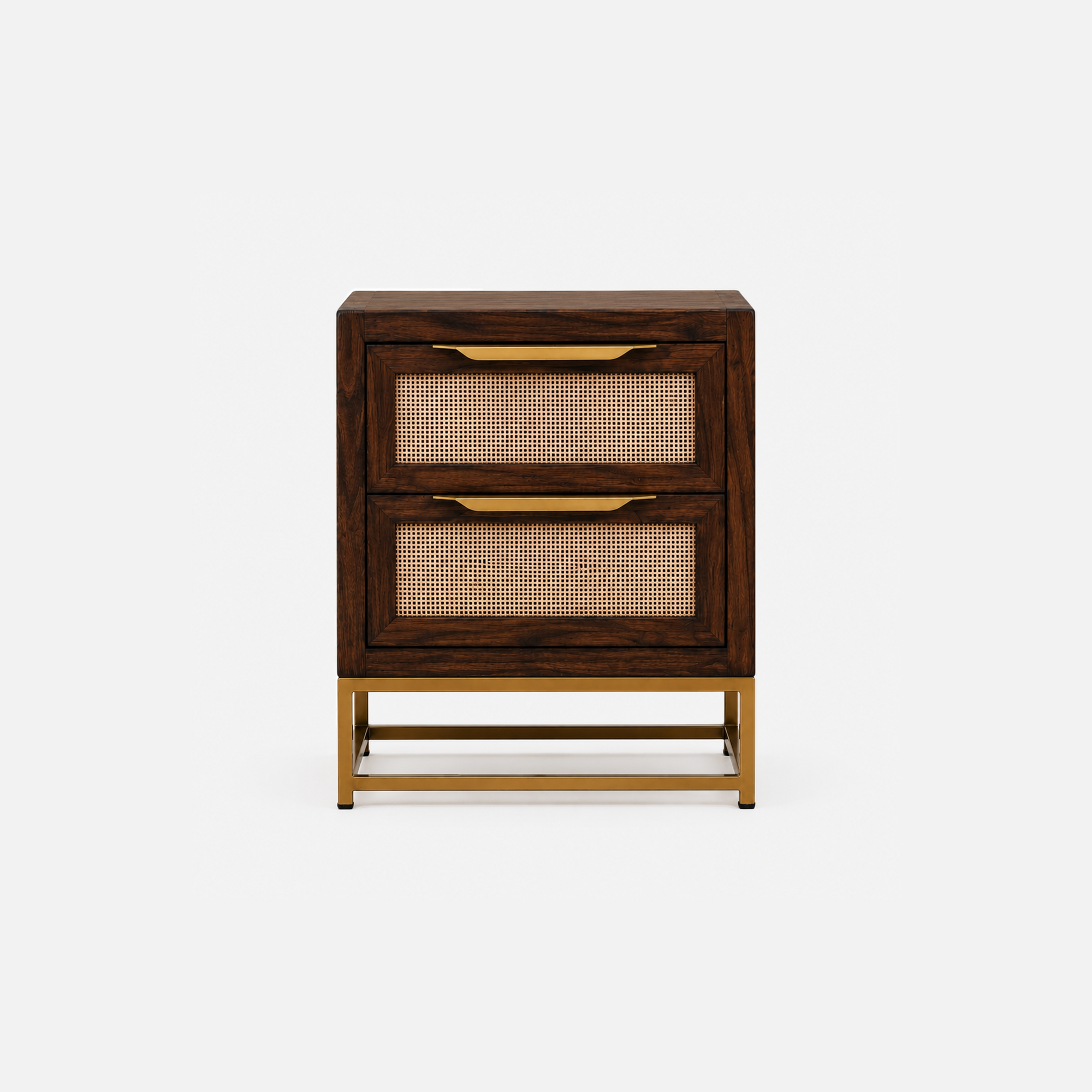 Harper Woven Nightstand with Brass Base