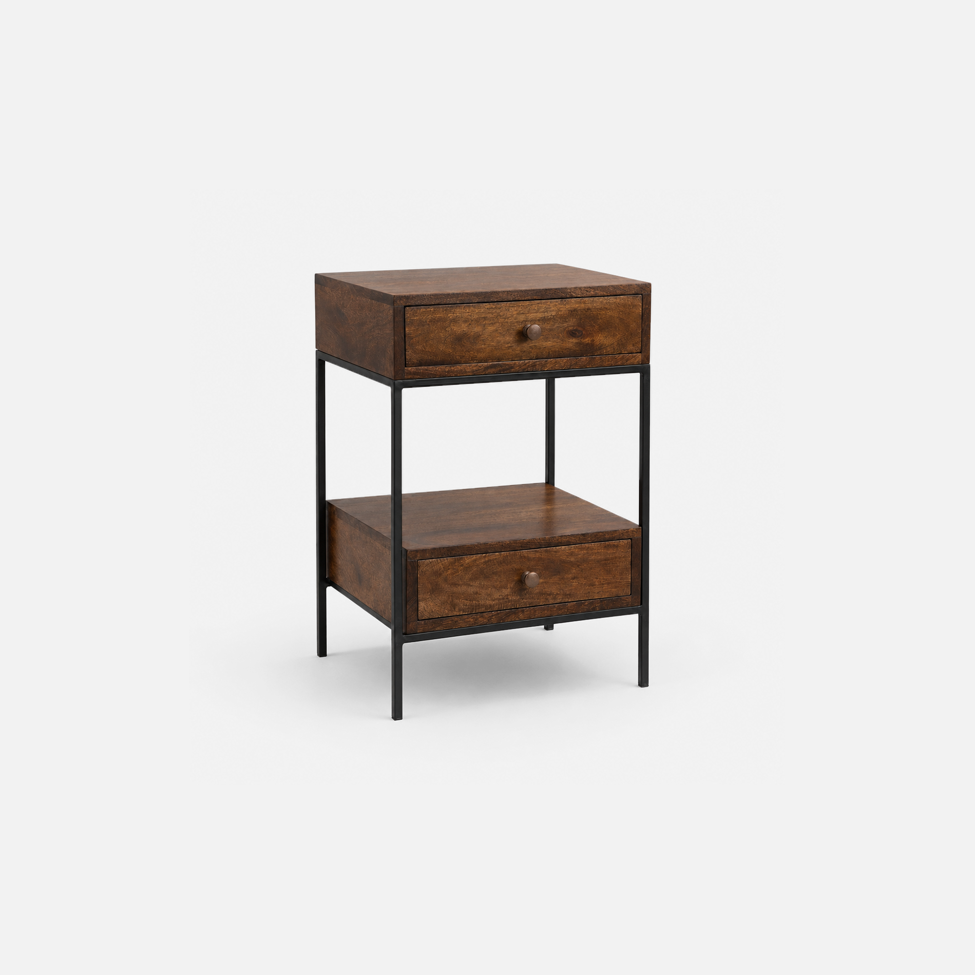 Rowan Two-Drawer Side Table with Metal Frame