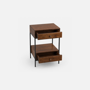 Rowan Two-Drawer Side Table with Metal Frame