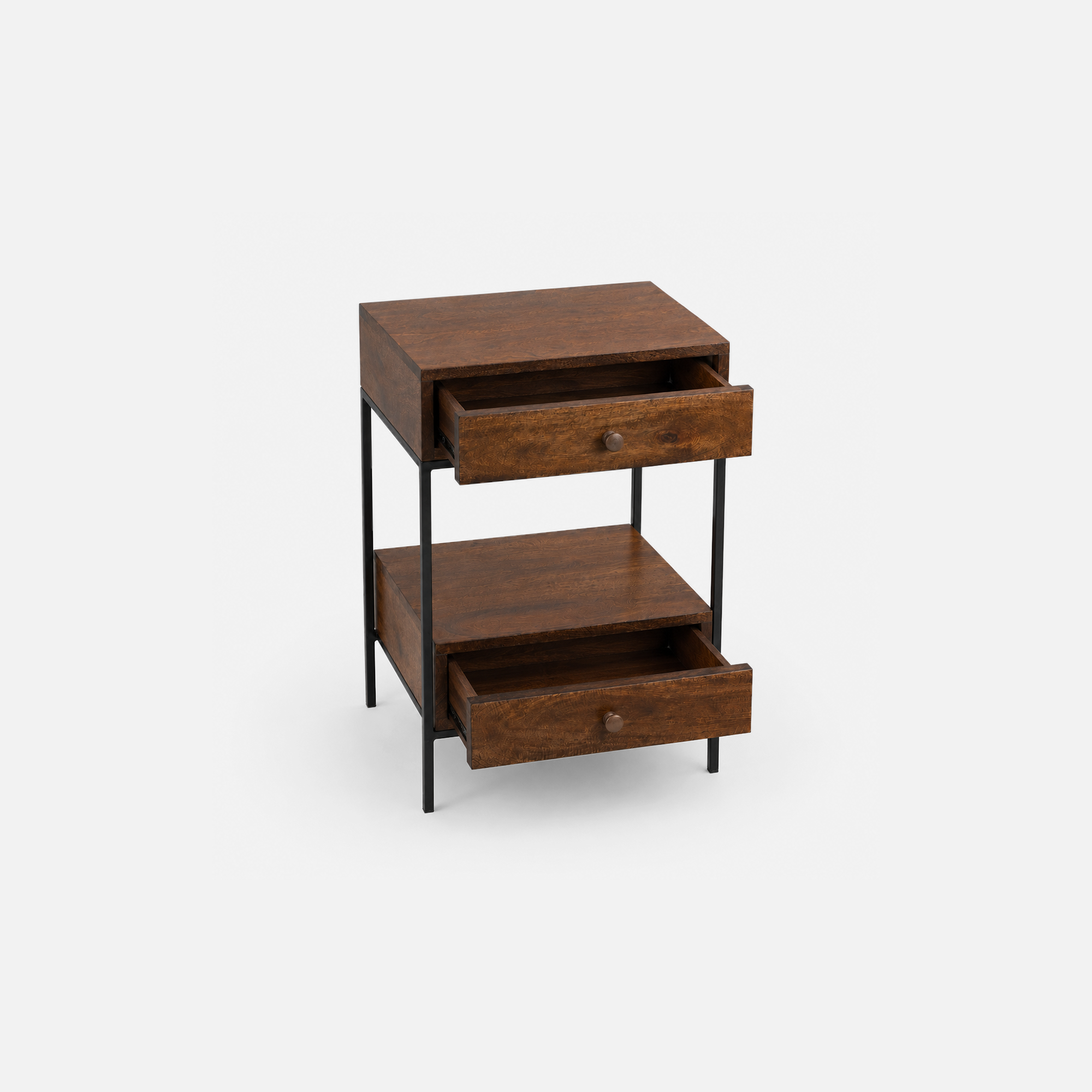 Rowan Two-Drawer Side Table with Metal Frame