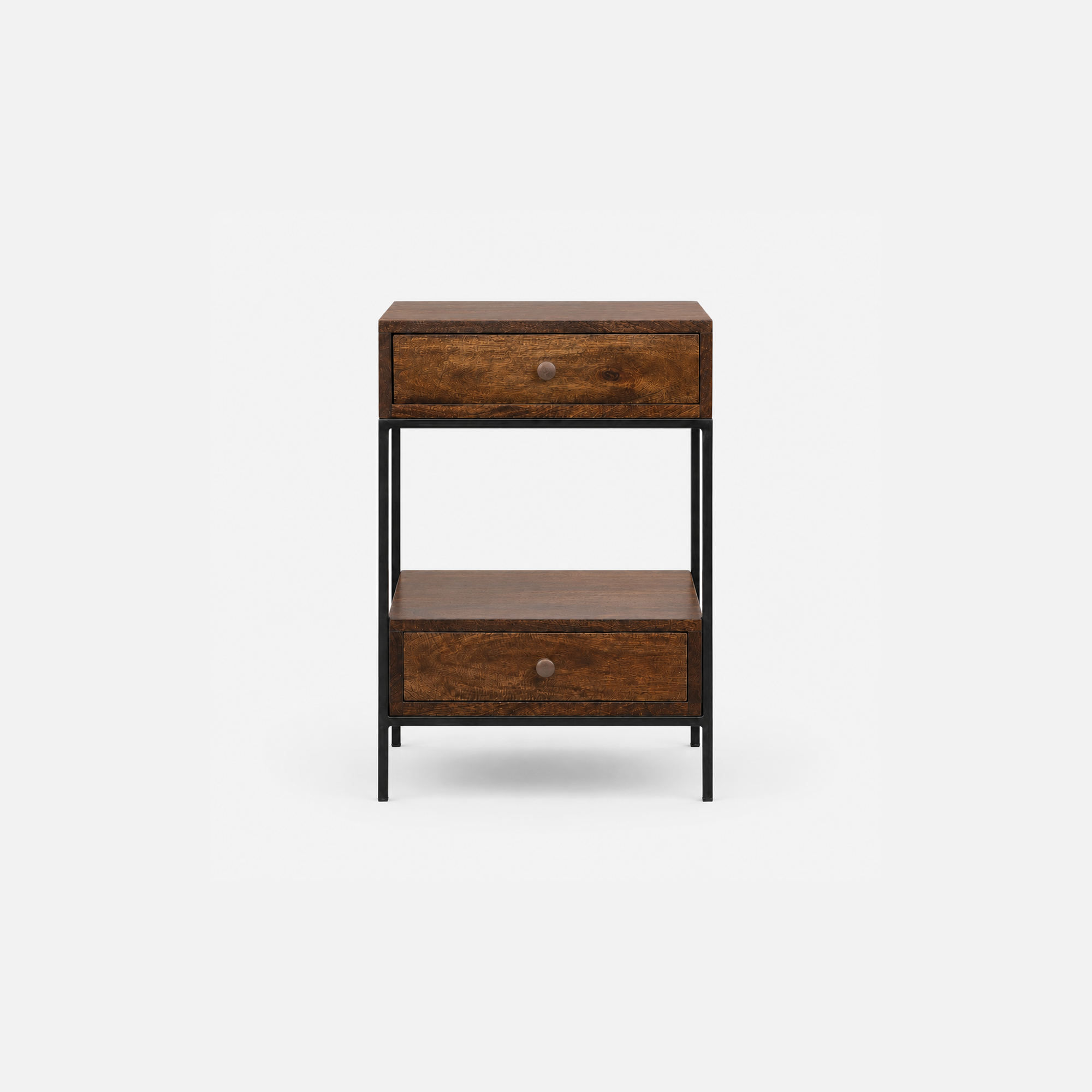 Rowan Two-Drawer Side Table with Metal Frame
