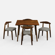 Helena-Arendt Dining Table Set - 4 Seater - Table (100 cm x 100 cm x 76 cm) + 4 Arendt Chairs - Sheesham