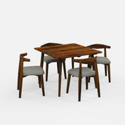 Helena-Arendt Dining Table Set - 4 Seater - Table (100 cm x 100 cm x 76 cm) + 4 Arendt Chairs - Sheesham