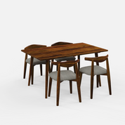 Helena-Arendt Dining Table Set - 4 Seater - Table (150 cm x 90 cm x 76 cm) + 4 Arendt Chairs - Sheesham