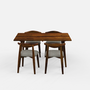 Helena-Arendt Dining Table Set - 4 Seater - Table (150 cm x 90 cm x 76 cm) + 4 Arendt Chairs - Sheesham