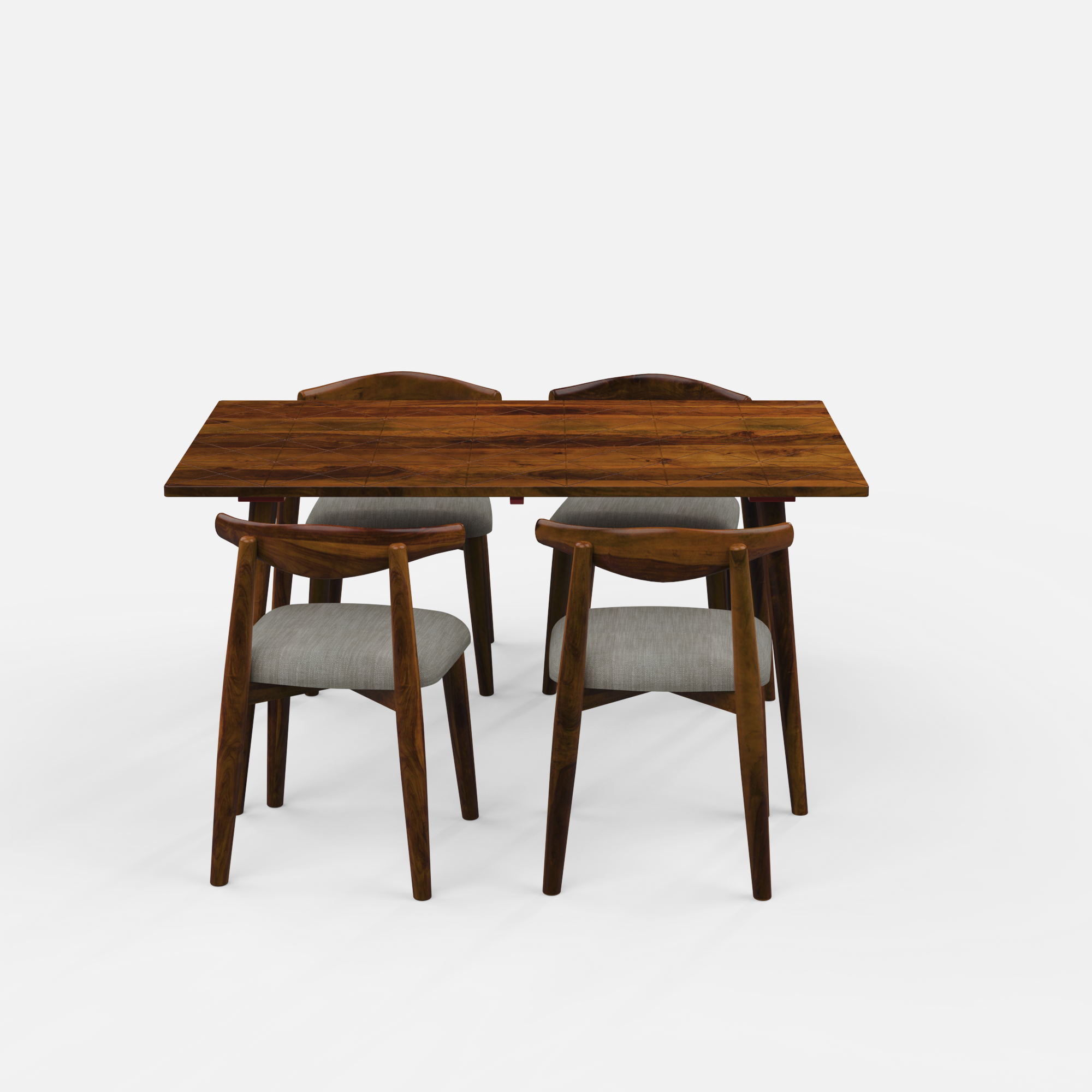 Helena-Arendt Dining Table Set - 4 Seater - Table (150 cm x 90 cm x 76 cm) + 4 Arendt Chairs - Sheesham