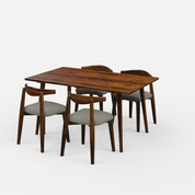 Helena-Arendt Dining Table Set - 4 Seater - Table (150 cm x 90 cm x 76 cm) + 4 Arendt Chairs - Sheesham