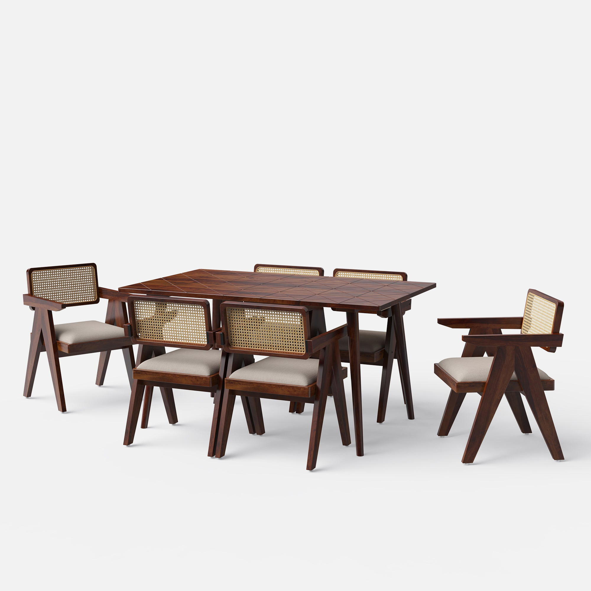 Helena-Pierre Provincial Teak Dining Table Set - 6 Seater/150 cm - Crafts Mill Bespoke Furniture - Dining