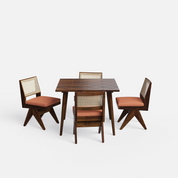 Helena-Jean Dining Table Set - 4 Seater - Table (100 cm x 100 cm x 76 cm) + 4 Jean Chairs - Sheesham