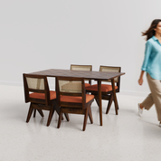 Helena-Jean Dining Table Set - 4 Seater - Table (150 cm x 90 cm x 76 cm) + 4 Jean Chairs - Sheesham