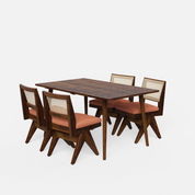 Helena-Jean Dining Table Set - 4 Seater - Table (150 cm x 90 cm x 76 cm) + 4 Jean Chairs - Sheesham