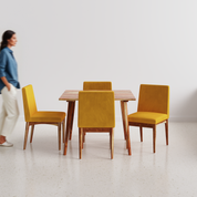 Helena-Lidia Dining Table Set - 4 Seater - Table (100 cm x 100 cm x 76 cm) + 4 Lidia Chairs - Sheesham