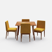 Helena-Lidia Dining Table Set - 4 Seater - Table (100 cm x 100 cm x 76 cm) + 4 Lidia Chairs - Sheesham
