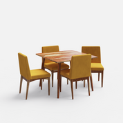 Helena-Lidia Dining Table Set - 4 Seater - Table (100 cm x 100 cm x 76 cm) + 4 Lidia Chairs - Sheesham