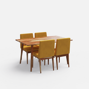 Helena-Lidia Dining Table Set - 4 Seater - Table (150 cm x 90 cm x 76 cm) + 4 Lidia Chairs - Sheesham