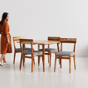 Helena-Middleton Dining Table Set - 4 Seater - Table (100 cm x 100 cm x 76 cm) + 4 Middleton Chairs - Sheesham