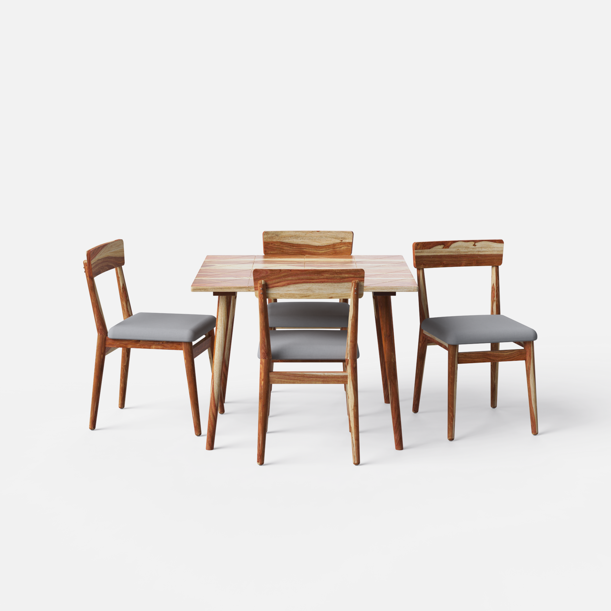 Helena-Middleton Dining Table Set - 4 Seater - Table (100 cm x 100 cm x 76 cm) + 4 Middleton Chairs - Sheesham