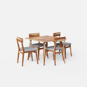 Helena-Middleton Dining Table Set - 4 Seater - Table (100 cm x 100 cm x 76 cm) + 4 Middleton Chairs - Sheesham