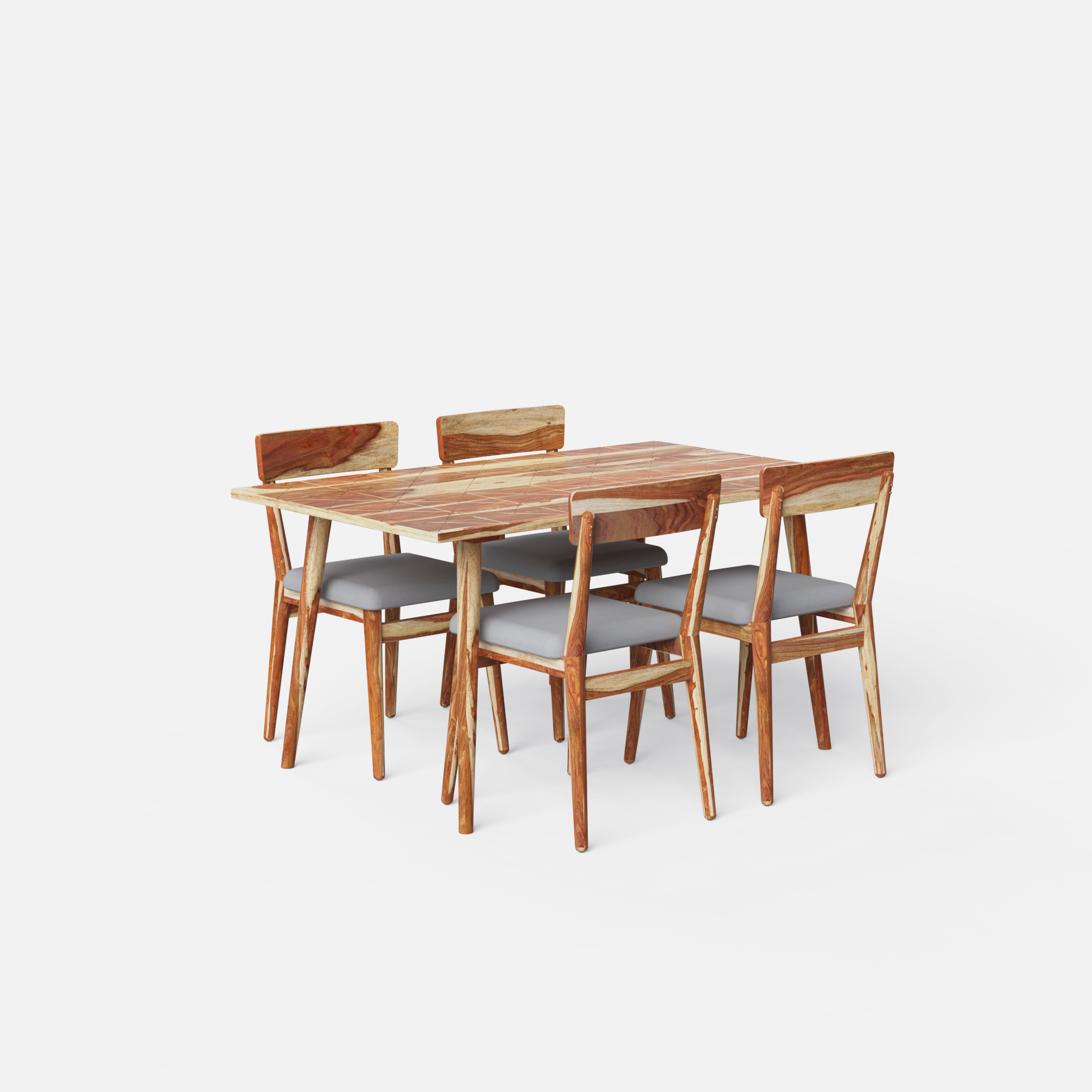 Helena-Middleton Dining Table Set - 4 Seater - Table (150 cm x 90 cm x 76 cm) + 4 Middleton Chairs - Sheesham