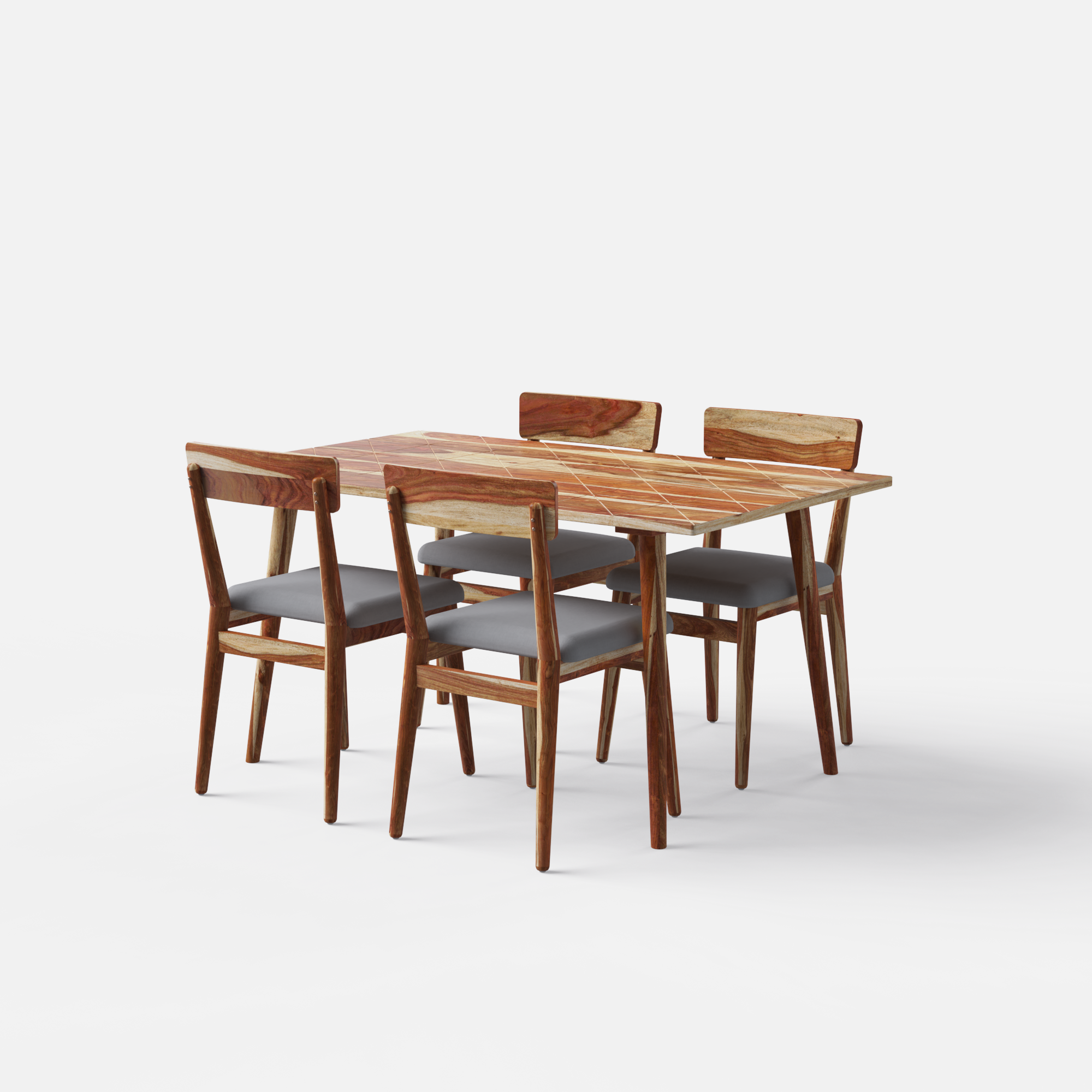 Helena-Middleton Dining Table Set - 4 Seater - Table (150 cm x 90 cm x 76 cm) + 4 Middleton Chairs - Sheesham