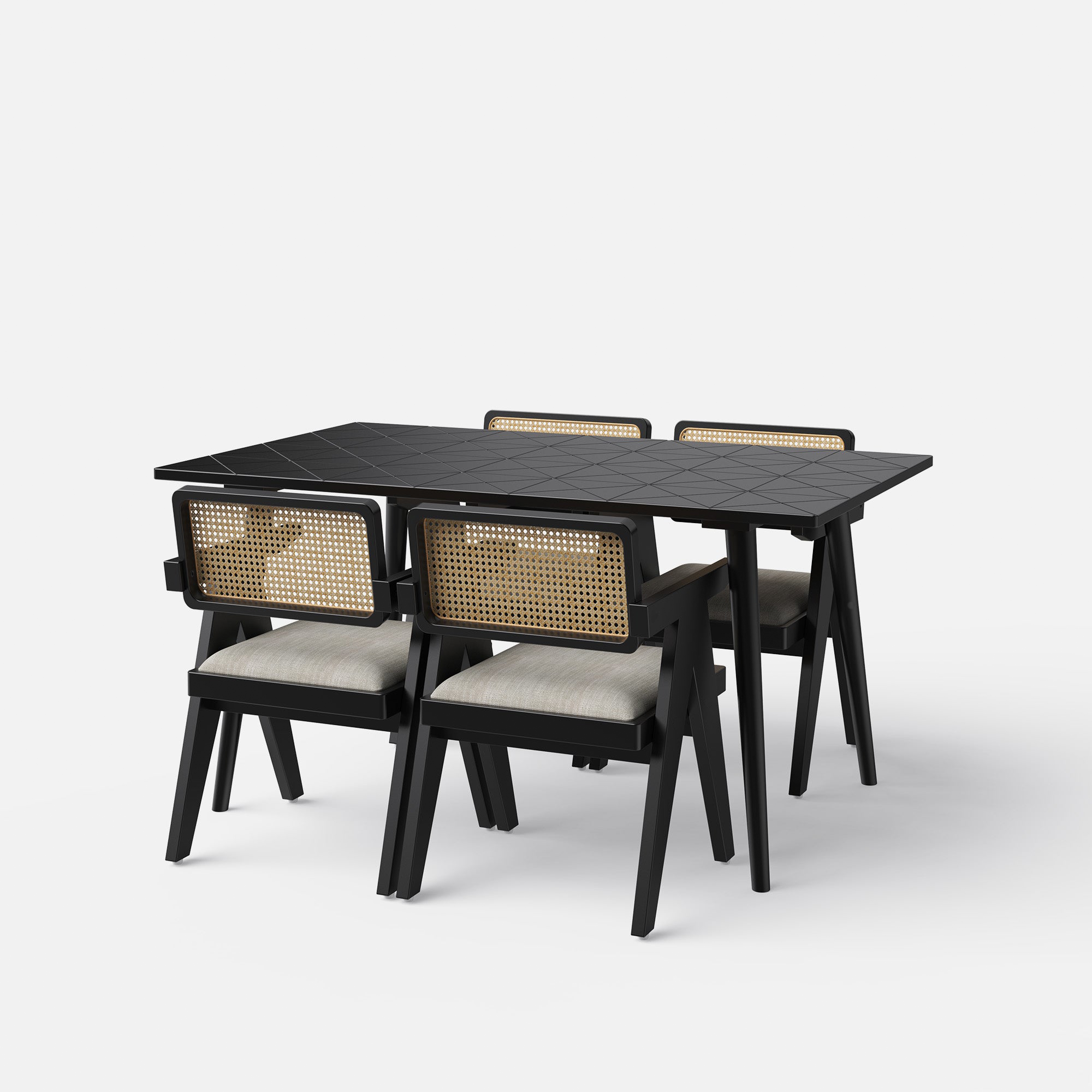 Helena-Pierre Black Dining Table Set -  4, 6 Seater - All Sizes - Crafts Mill Bespoke Furniture - Dining