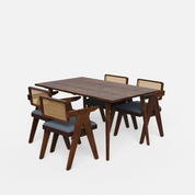 Helena-Pierre Provincial Teak Dining Table Set - 4 Seater - Table (150 cm x 90 cm x 76 cm) + 4 Pierre Chairs - Sheesham