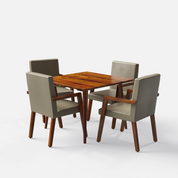 Helena-Watson Dining Table Set - 4 Seater - Table (100 cm x 100 cm x 76 cm) + 4 Watson Chairs - Sheesham
