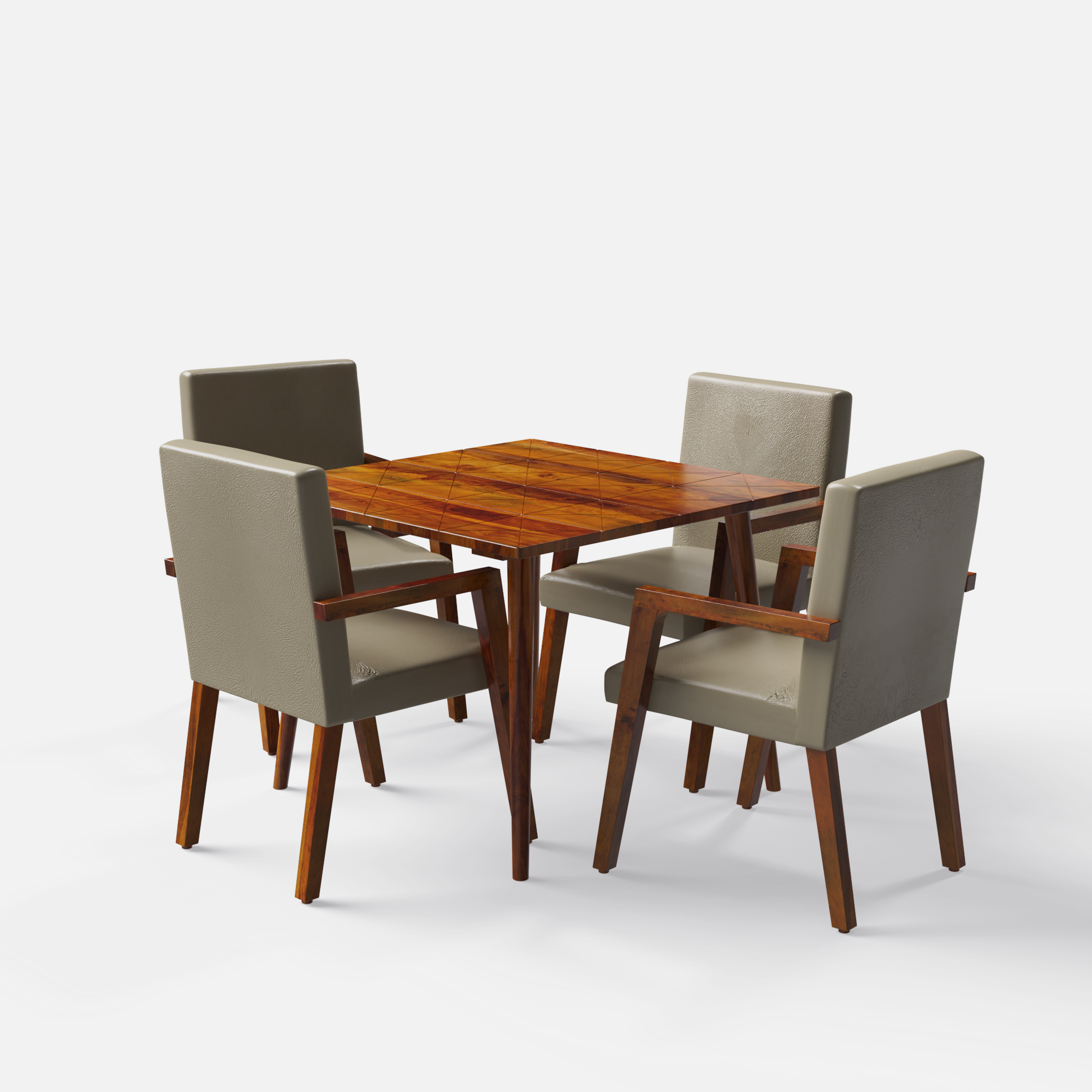 Helena-Watson Dining Table Set - 4 Seater - Table (100 cm x 100 cm x 76 cm) + 4 Watson Chairs - Sheesham